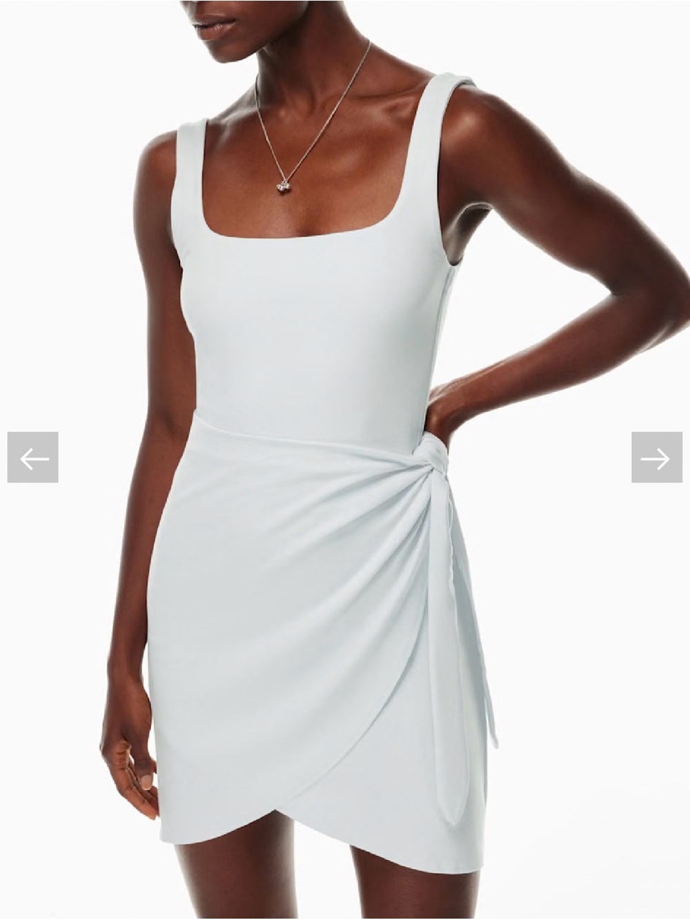 Revamped White Square Neck Mini Wrap Style Dress - Classic White